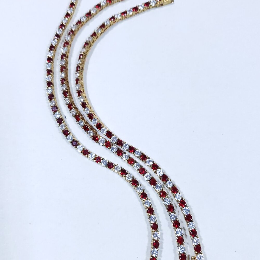 3 Red & White Rhinestone Bracelets - Picture 3 of 9